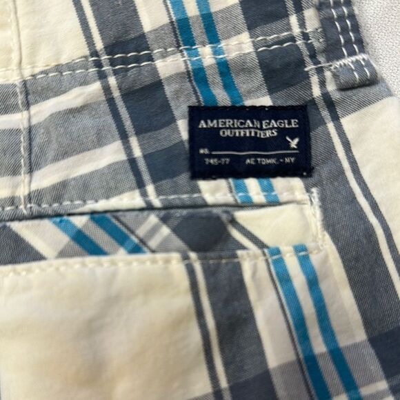 Men's Plaid Shorts - Blue and Gray - Picture 4 of 5